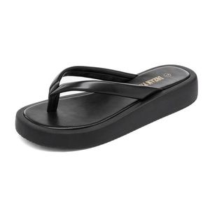 Dream pairs womens chunky leather platform thong sandal flip flop